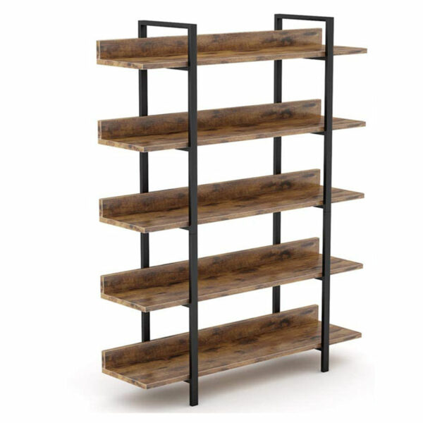 Bookcase Almond walnut-black 119x27x185cm