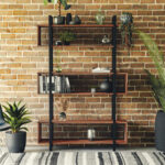 Bookcase Fifer walnut-black 120x27x185cm - Слика 2