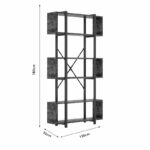 Bookcase Graham walnut-black 120x22x185cm - Слика 4