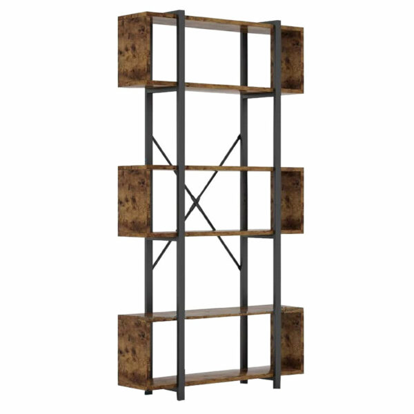Bookcase Graham walnut-black 120x22x185cm