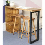 Table Bar Collins natural pine wood 35mm natural- black 139x29x90cm - Слика 2