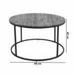 Coffee table Emilian oak melamine-black metal D60x42cm - Слика 3