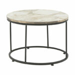 Масичка за кафе Емилијан бел мермер меламин-црн метал Д60x42 см