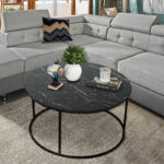 Coffee table Emilian black marble melamine-black metal D60x42cm - Слика 2