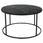 Coffee table Emilian black marble melamine-black metal D60x42cm