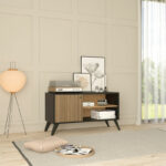 Tv stand-Medium sized buffet Flipter melamine sonoma-black 100x40x51cm - Image 2