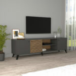 Tv stand Flipter melamine dark grey-sonoma-black 180x40x51cm - Image 2