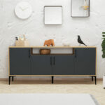 Buffet Fumomel melamine natural-dark grey-black 180x40,5x78cm - Image 3