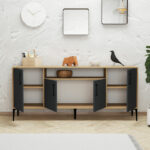 Buffet Fumomel melamine natural-dark grey-black 180x40,5x78cm - Image 4