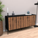 Buffet Twely melamine walnut-black 160x40,5x79cm - Image 2