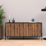 Buffet Twely melamine walnut-black 160x40,5x79cm - Image 3