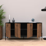 Buffet Twely melamine walnut-black 160x40,5x79cm - Image 4