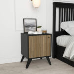 Bedside Flipter melamine oak-black 40x40x55cm - Image 2