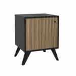 Bedside Flipter melamine oak-black 40x40x55cm