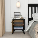 Bedside Flipter melamine oak-black 40x40x55cm - Image 3