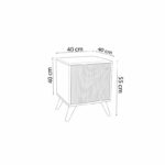 Bedside Flipter melamine oak-black 40x40x55cm - Image 4