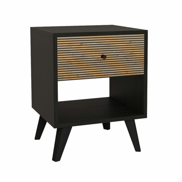 Bedside Flipter melamine black-oak 40x40x55cm