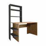 Study desk-bookcase Dropio melamine oak-dark grey 120x55x150cm