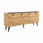 Buffet Jeslie melamine oak-dark grey 180x40x79cm