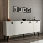 Buffet Jeslie melamine white-marble look 180x40x79cm - Слика 2