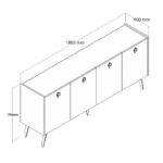 Buffet Jeslie melamine white-marble look 180x40x79cm - Слика 4