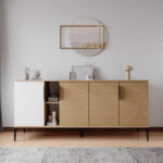 Buffet Tajesy melamine white-oak 180x40x78cm - Image 2