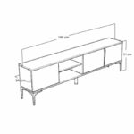 Tv stand Kowel melamine white-oak 180x34x51cm - Image 3