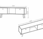 Tv stand Loijo melamine walnut-dark grey 140x30x53,5cm - Слика 3