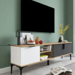 Tv stand Grego melamine white-dark grey 180x34x51cm - Слика 2