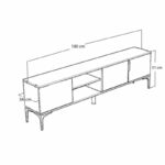 Tv stand Grego melamine white-dark grey 180x34x51cm - Слика 3