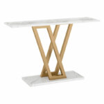 Console Wirmo marble white melamine-gold metal leg 110x30x80cm