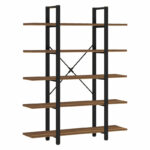 Bookcase Esthon walnut-black metal 120x32x184cm
