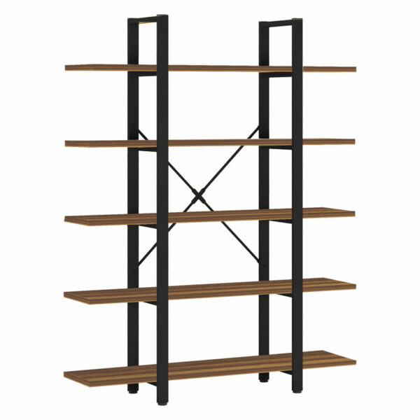Bookcase Esthon walnut-black metal 120x28x184cm