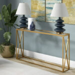 Metal console with glass surface Kantoo in gold shade 120x25x75cm - Слика 2