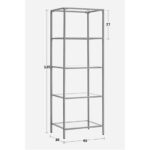 Metal shelf with glass surface Letus in golden shade 40x30x125cm - Слика 3