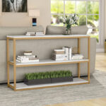Metal console table Sarmi in gold-white shade 110x35x85cm - Image 2