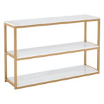 Metal console table Sarmi in gold-white shade 110x35x85cm