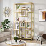 Aduti metal bookshelf in gold-white shade 90x34x182cm - Слика 2
