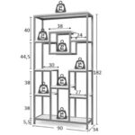 Aduti metal bookshelf in gold-white shade 90x34x182cm - Слика 3