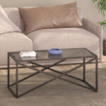 Metal coffee table Susona in black shade smoke glass 100x50x45cm - Image 2