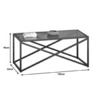 Metal coffee table Susona in black shade smoke glass 100x50x45cm - Image 4