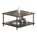Metal coffee table Fuaca in black shade smoke glass 80x80x45cm - Слика 2