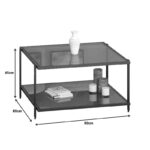 Metal coffee table Fuaca in black shade smoke glass 80x80x45cm - Слика 4