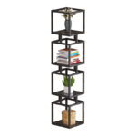 Kubo metal floor rack in black shade smoke glass 30x30x150cm - Слика 2