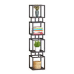 Kubo metal floor rack in black shade smoke glass 30x30x150cm