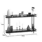 Metal console with smoke glass surface Matly in black shade 120x24x74cm - Слика 3