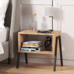 Taffa bedside table with black metal legs in sonoma shade 49x35x49cm - Слика 2