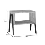 Taffa bedside table with black metal legs in sonoma shade 49x35x49cm - Слика 4