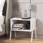 Taffa bedside table with white metal legs in white shade 49x35x49cm - Слика 2