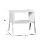 Taffa bedside table with white metal legs in white shade 49x35x49cm - Слика 4